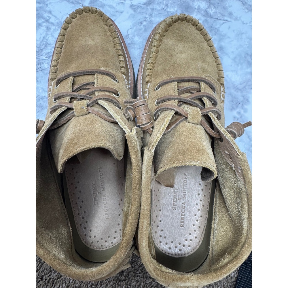 Sperry x Rebecca Minkoff Womens Tan Suede Fringe Moccasin boho western Boots 11 - Picture 5 of 8